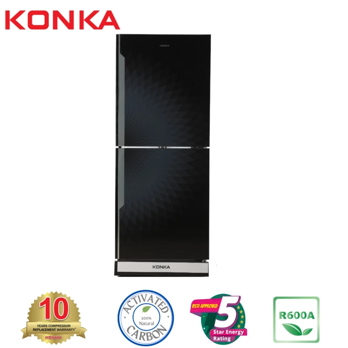 KONKA Refrigerator KRT-315GB Black Diamond Upper Freezer(315 LTR) price in Bangladesh 