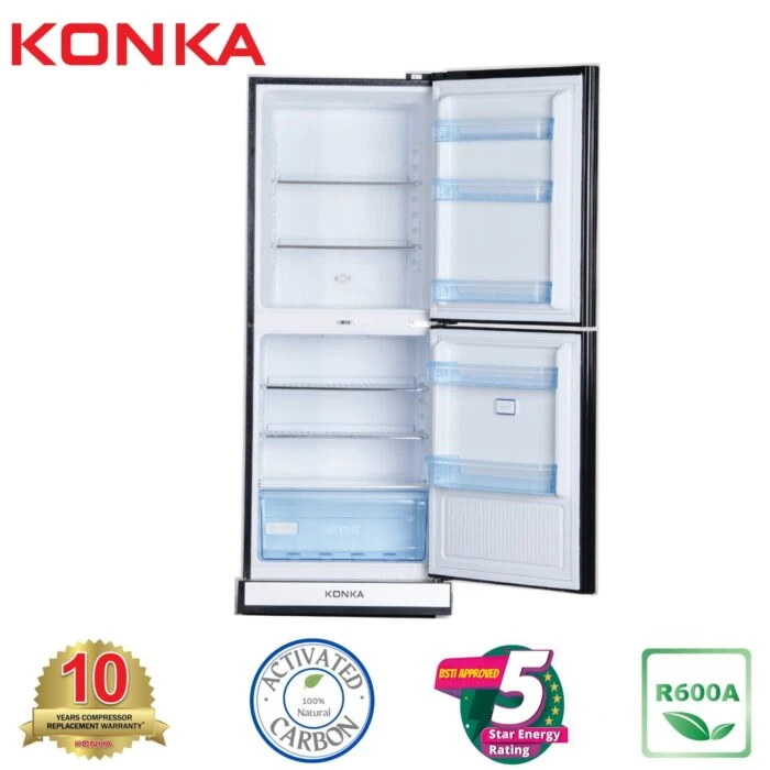 KONKA Refrigerator KRT-315GB Black Diamond Upper Freezer(315 LTR) price in Bangladesh 