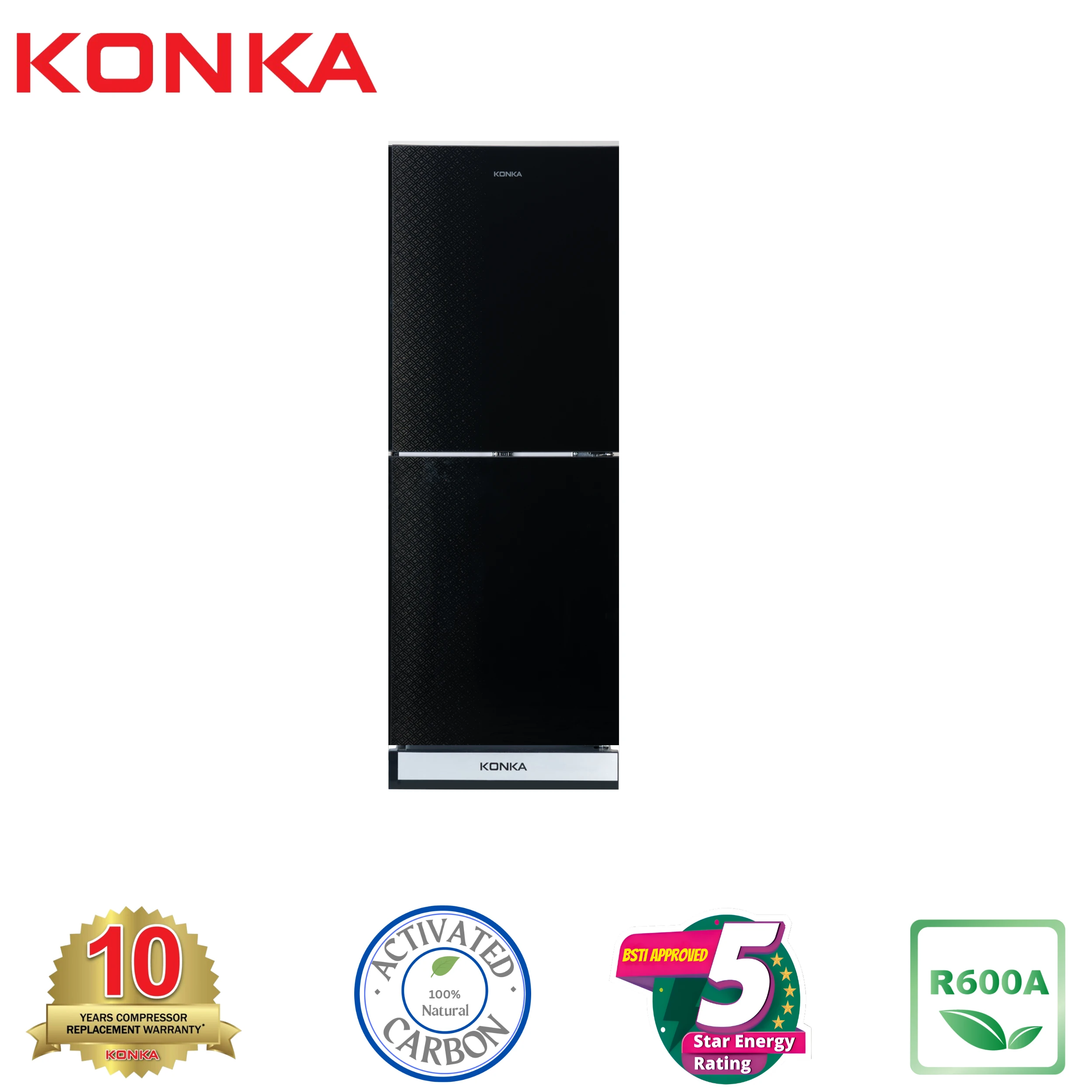 KONKA Refrigerator-KRT-240GB-2-Door, Upper Freezer (240 Ltr) Black Texture price in Bangladesh 