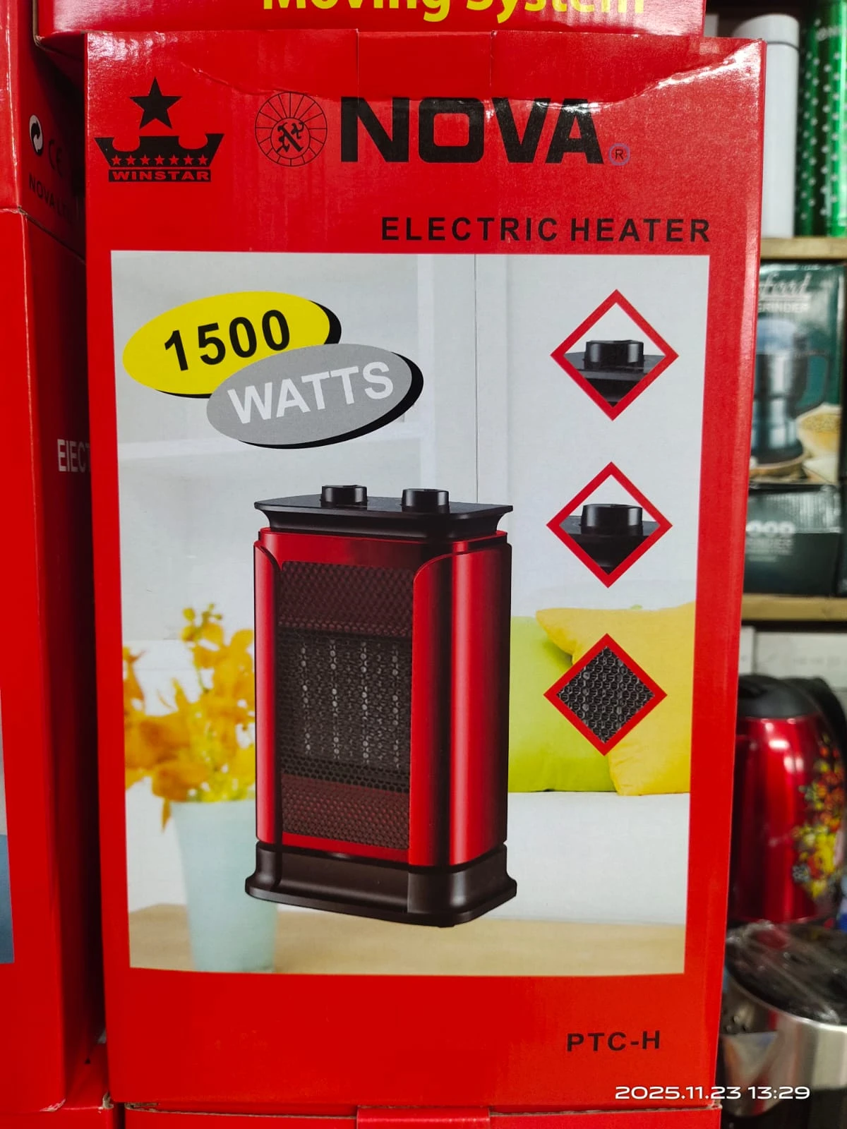 Nova Electric Room Heater – Red 1500Watts 