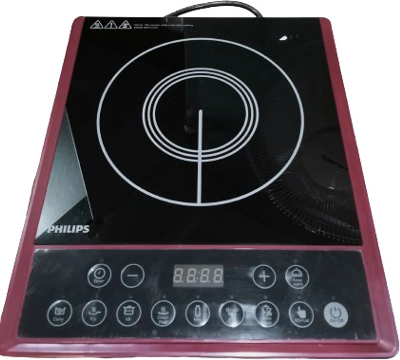 PHILIPS HD4994 2000W Induction Cooktop Push Button (Maroon) 