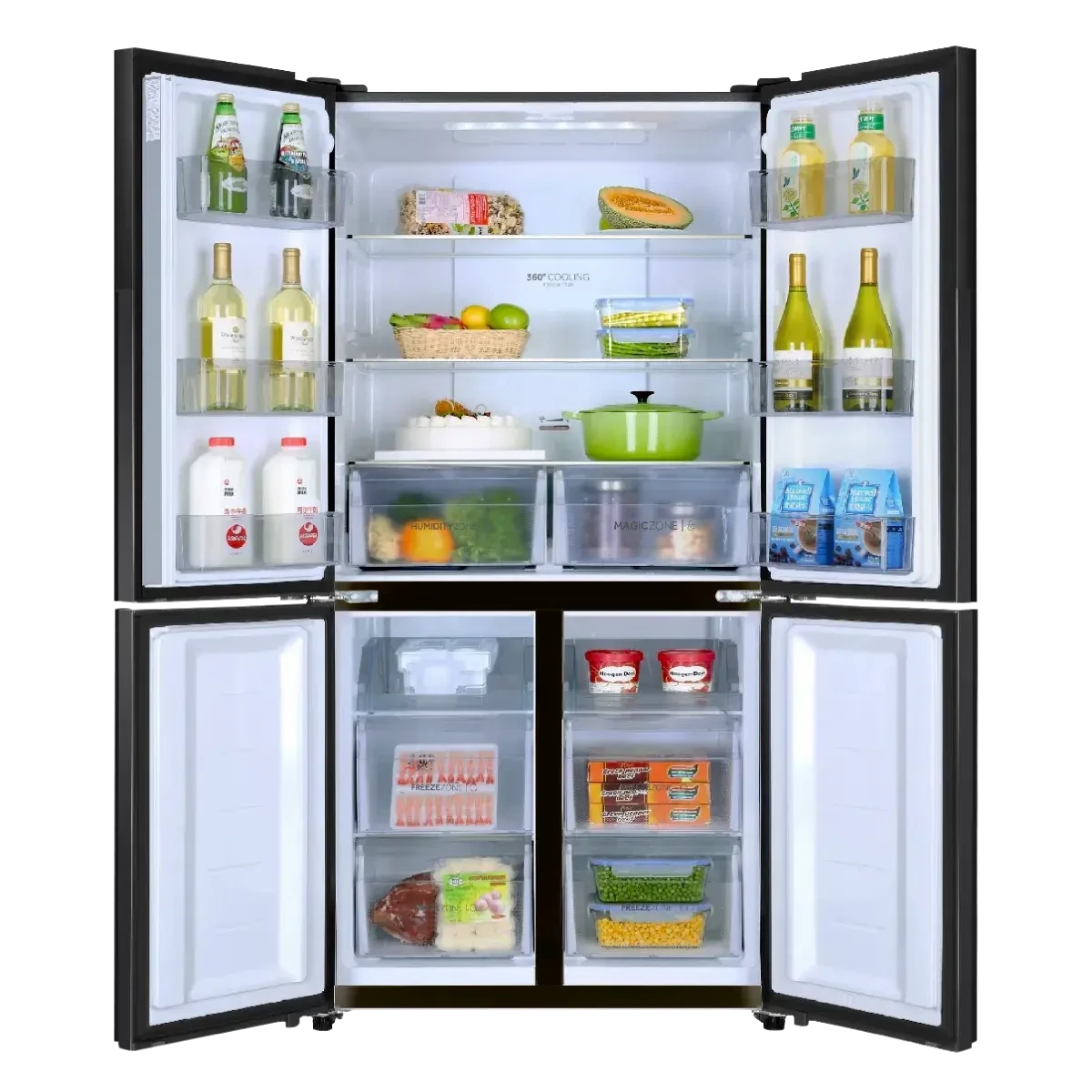 Haier HRF-578TPB No Frost 522 Liter French T-4 Door Refrigerator 