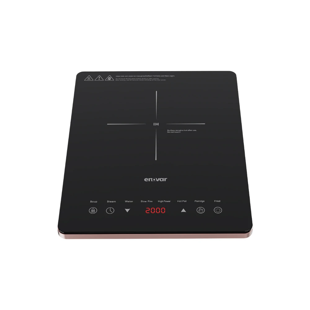 Akij Enovar Evo Induction Cooker 2000W with Crystal Plate & Touch Control 