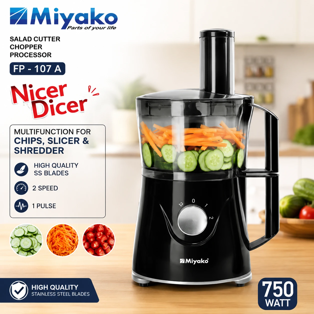 Miyako Food processor All in 1 FP 107 A 750WATT 