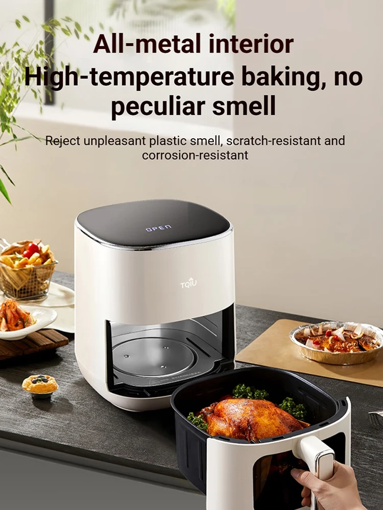 TQIU Air Fryer V4 Digital Control Panel 5L Double Heating 1900W 
