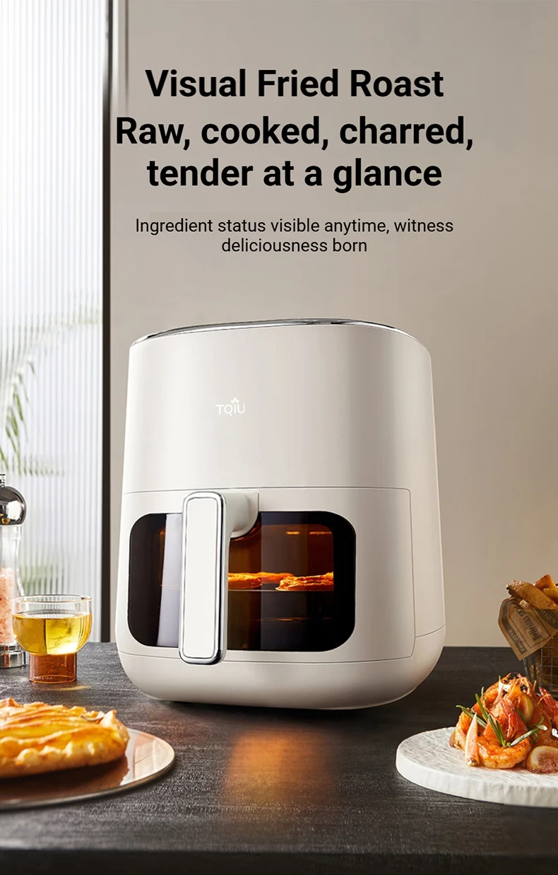 TQIU Air Fryer V4 Digital Control Panel 5L Double Heating 1900W 