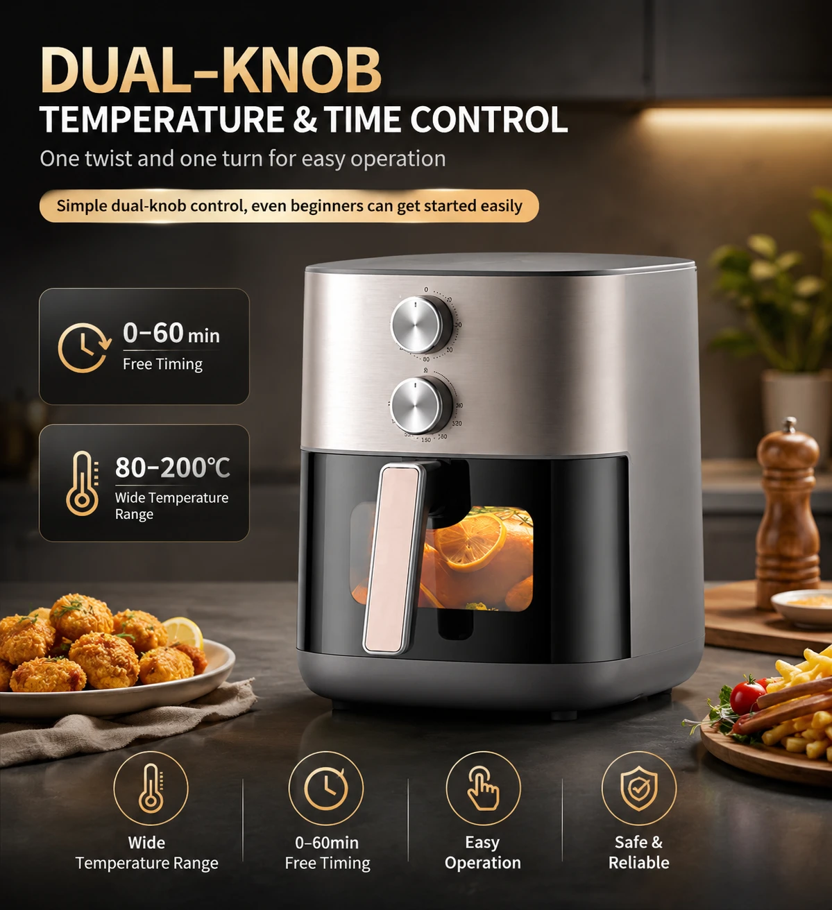 TQIU Air Fryer S1 6L Double Heating 