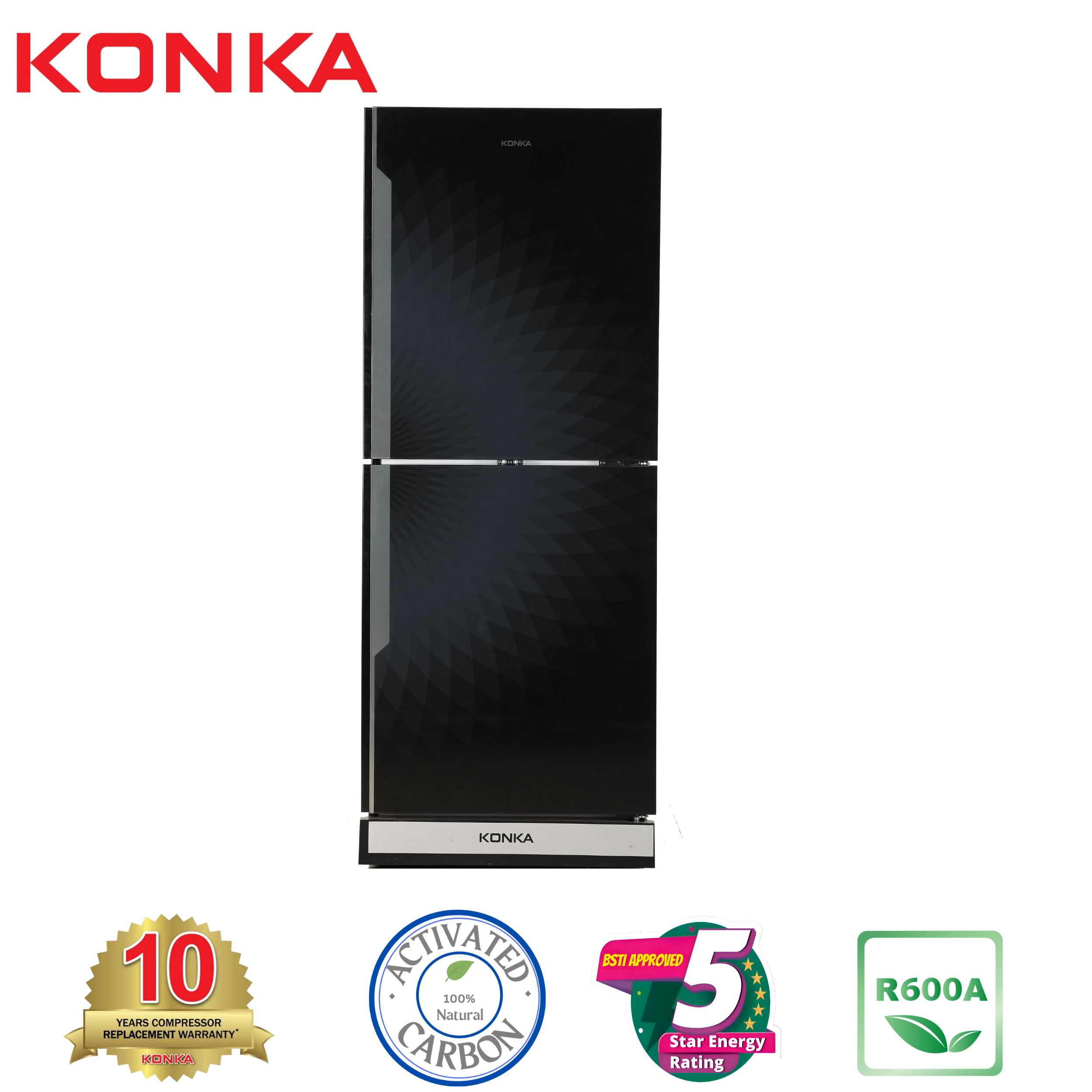 KONKA Refrigerator KRT-315GB Black Diamond Upper Freezer(315 LTR)